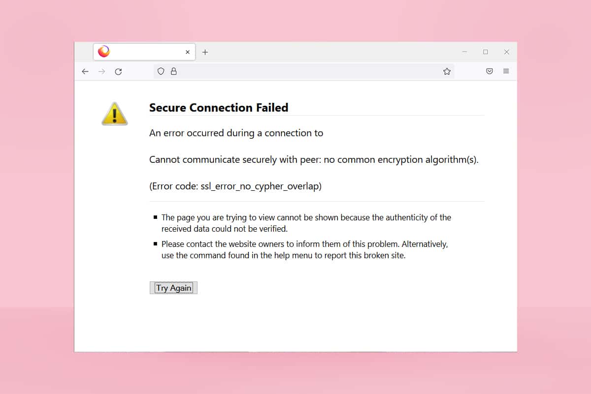 إصلاح Firefox SSL_ERROR_NO_CYPHER_OVERLAP i Windows 10