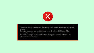 إصلاح النظام وجد تغييرات غير مصرح بها على البرامج الثابتة لنظام التشغيل أو برامج تشغيل UEFI