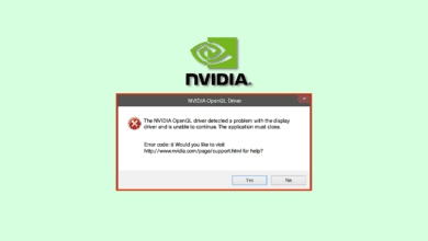 إصلاح رمز خطأ برنامج تشغيل NVIDIA OpenGL 8