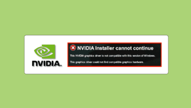إصلاح برنامج تشغيل NVIDIA غير متوافق مع هذا الإصدار من Windows