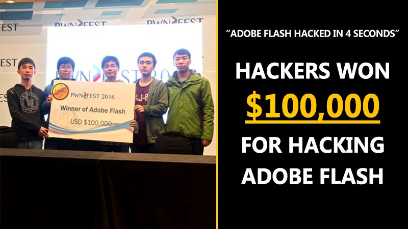 فاز الهاكرز بمبلغ 100000 دولار مقابل قرصنة Adobe Flash