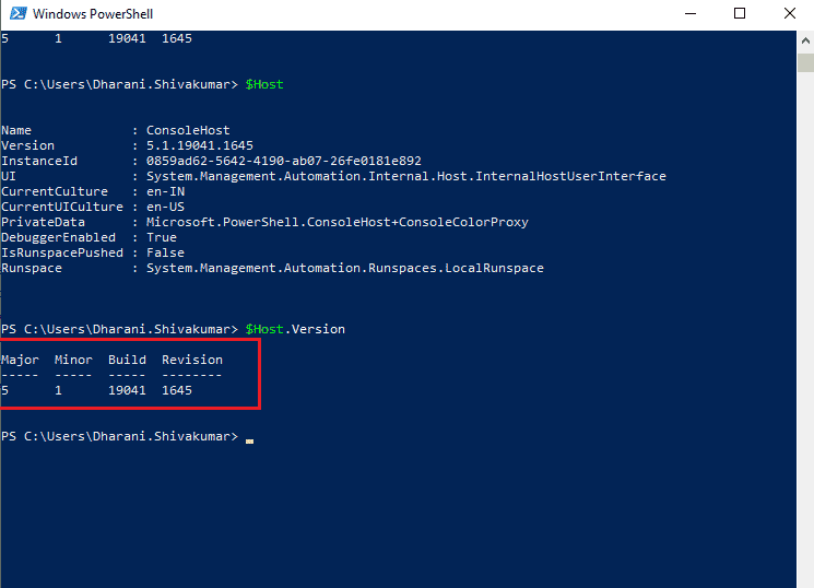 كيفية التحقق من إصدار PowerShell بتنسيق Windows 10 9