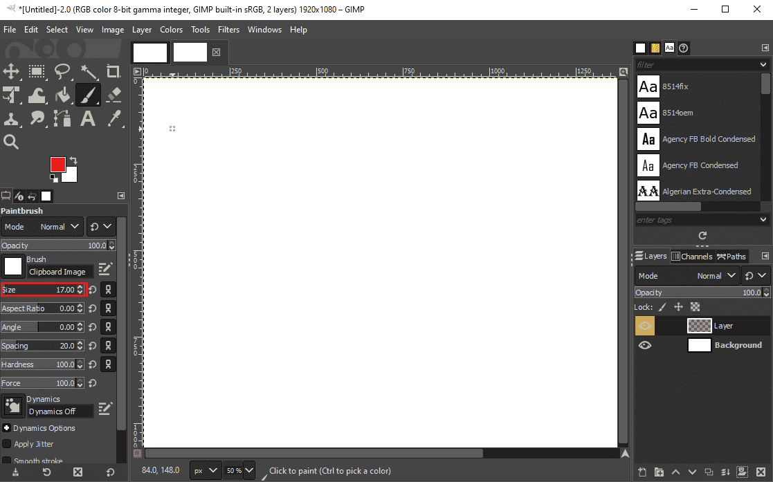 إصلاح أداة GIMP Paintbrush لا تعمل 11