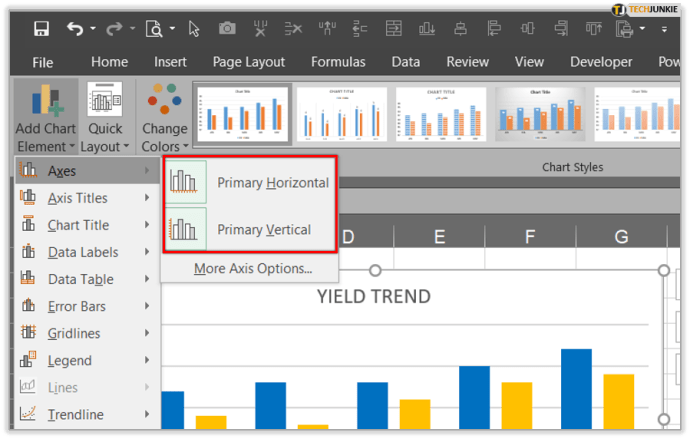 كيفية تغيير المحور الصادي في Excel 4