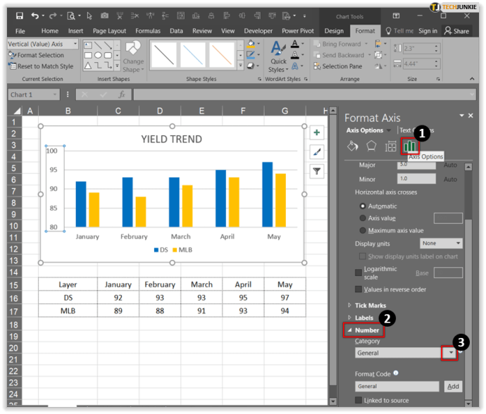 كيفية تغيير المحور الصادي في Excel 14