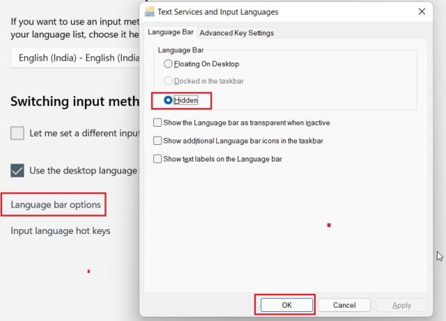 كيفية إزالة محوّل اللغة من Windows 11 شريط المهام 6