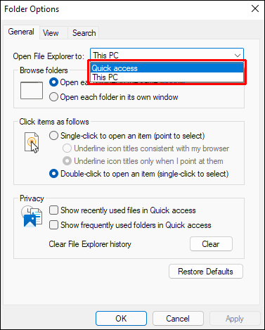 كيفية تعيين المجلد الافتراضي في File Explorer 5