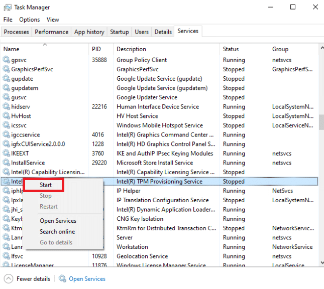 إصلاح خدمة Intel RST لا تعمل في Windows 10 3