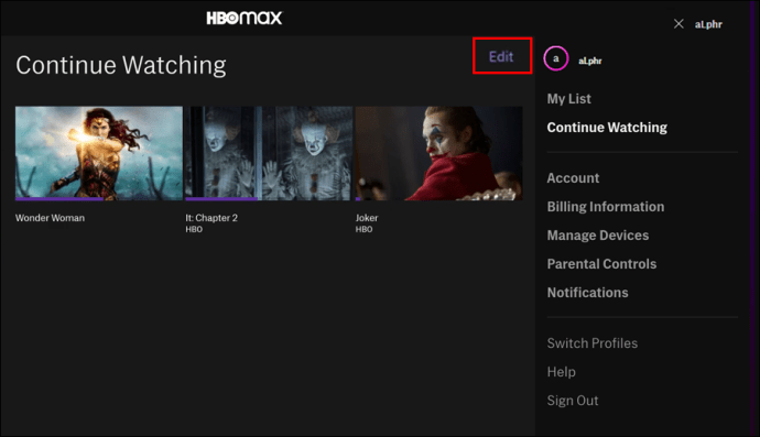 كيفية مسح "متابعة المشاهدة" في HBO Max 4