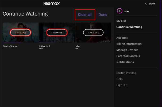 كيفية مسح "متابعة المشاهدة" في HBO Max 6