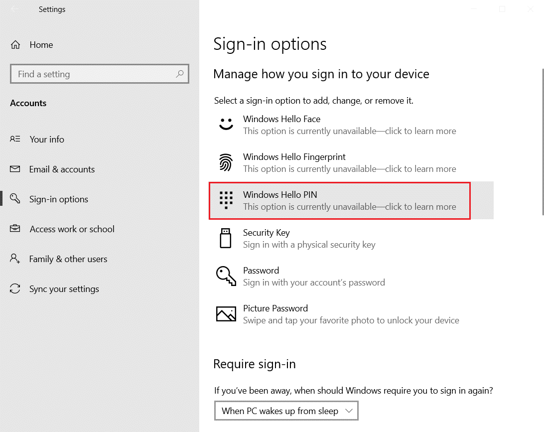 كيفية إزالة PIN تسجيل الدخول من Windows 10 3