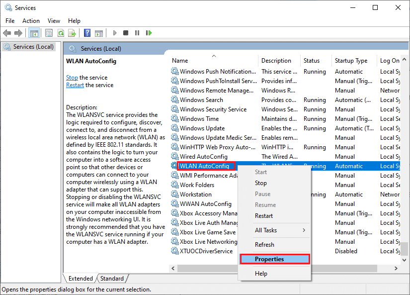 إصلاح خدمة wlansvc للتكوين التلقائي اللاسلكي لا تعمل في Windows 10 8