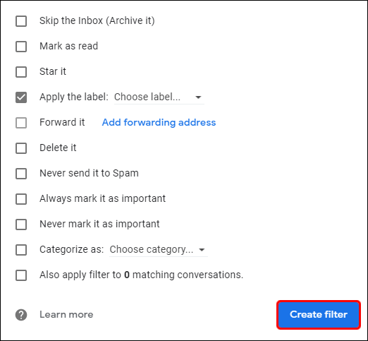 كيفية إنشاء قواعد في Gmail 7