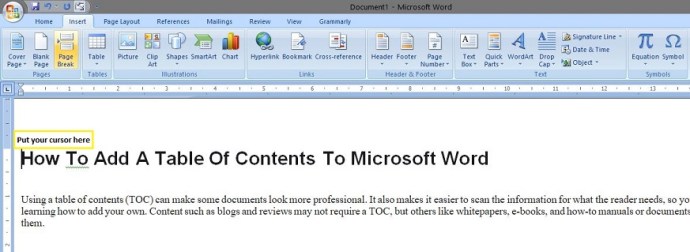 كيفية إضافة جدول محتويات في Microsoft Word 2