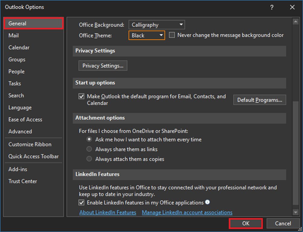 كيفية تمكين Microsoft Outlook Dark Mode 5