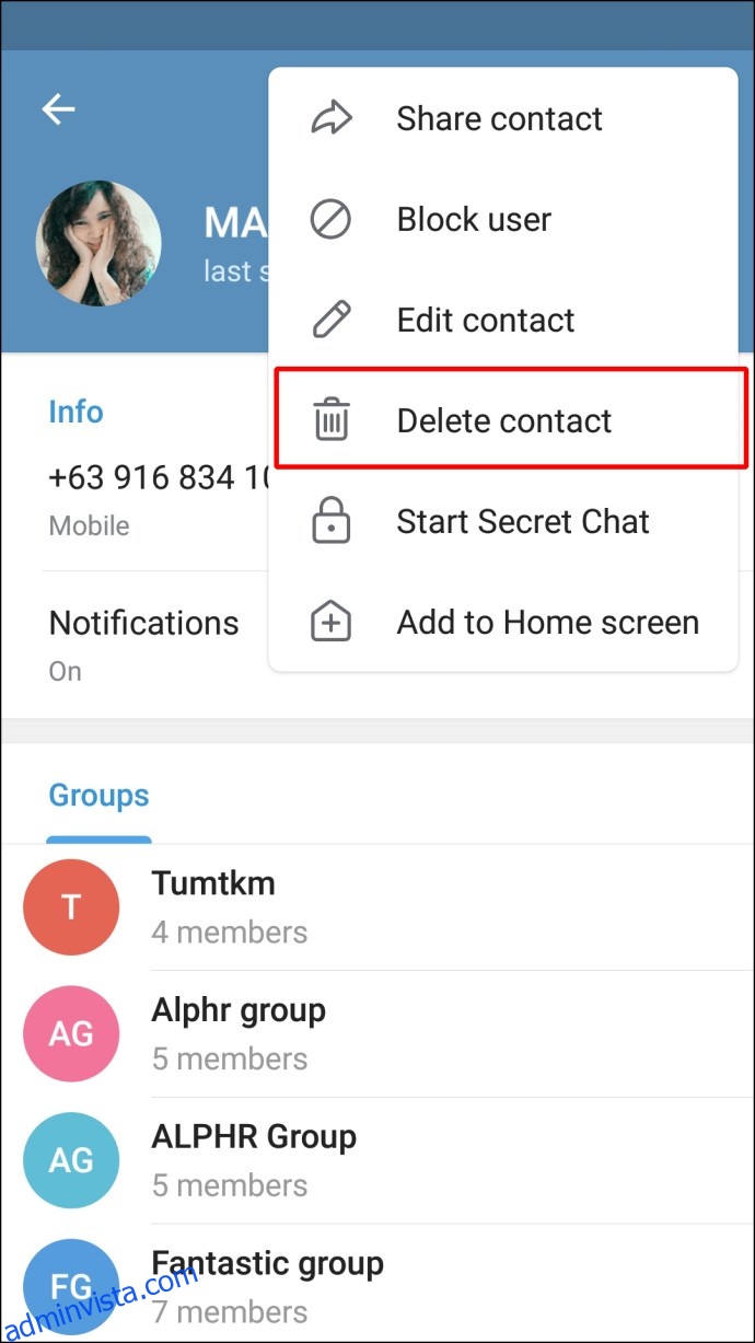 كيفية حذف جهة اتصال في Telegram 20