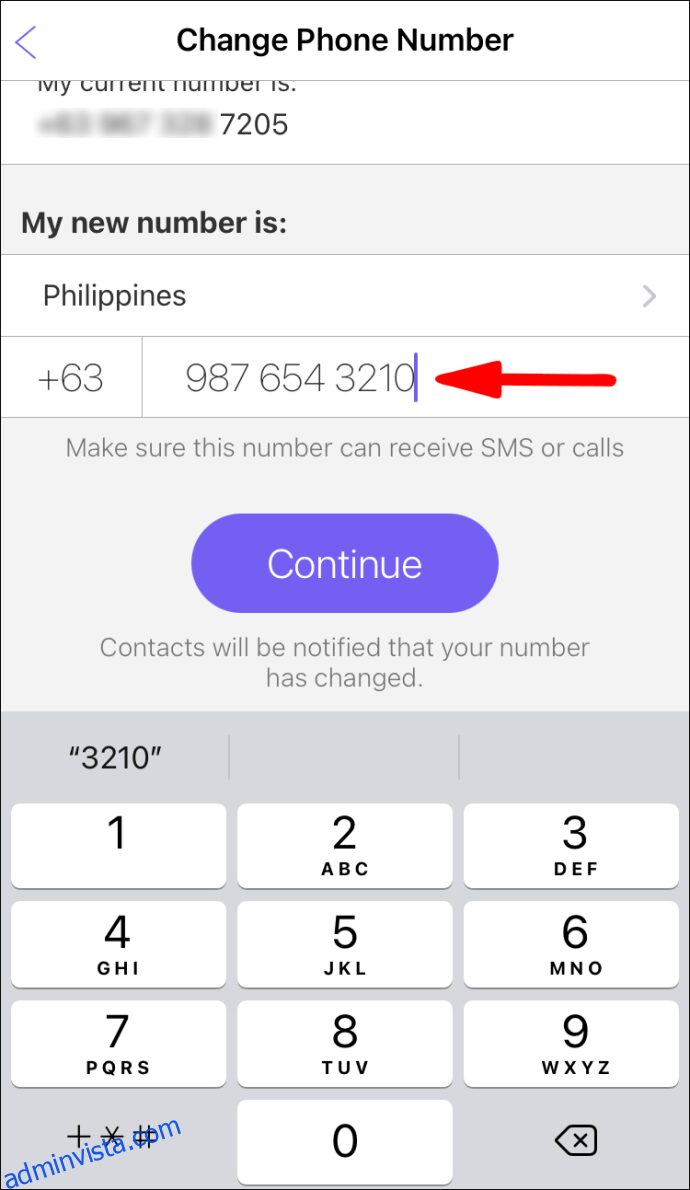 كيفية إظهار أرقام الهواتف في فايبر 45