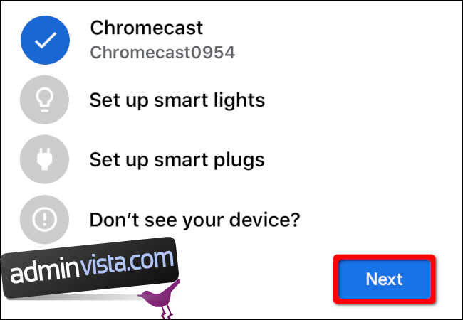 حدد جهاز Chromecast الخاص بك ثم انقر فوق 