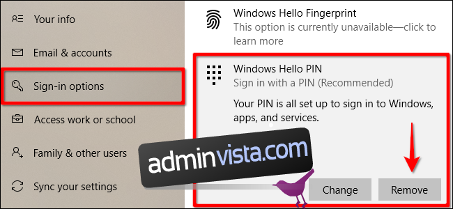 كيفية إزالة رقم التعريف الشخصي الخاص بك وخيارات تسجيل الدخول الأخرى من Windows 10 2