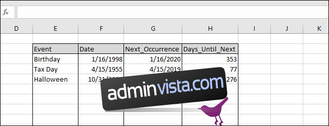 استخدم Excel لحساب عدد الأيام حتى الحدث 3