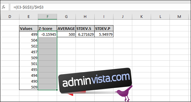 كيفية حساب Z-Score باستخدام Microsoft Excel 16
