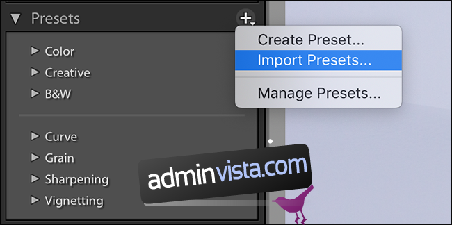 كيفية إضافة إعدادات مسبقة في Adobe Lightroom 3