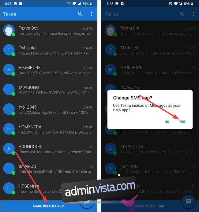 كيفية تعيين تطبيق الرسائل النصية الافتراضي الخاص بك على Android 4
