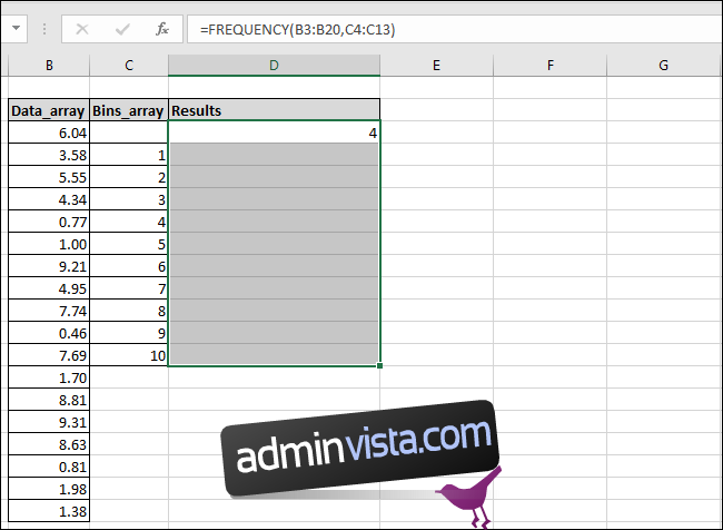 كيفية استخدام الدالة FREQUENCY في Excel 6