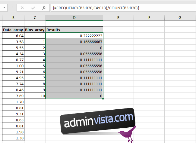 كيفية استخدام الدالة FREQUENCY في Excel 11