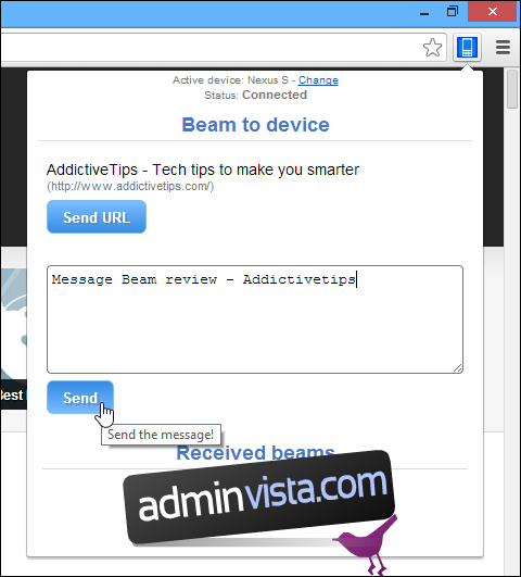 تبادل النص وعناوين URL بين Android و Chrome باستخدام Message Beam 6