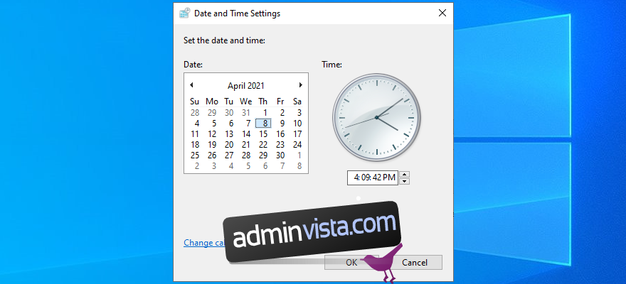 كيف تغير الوقت في Windows 10 9