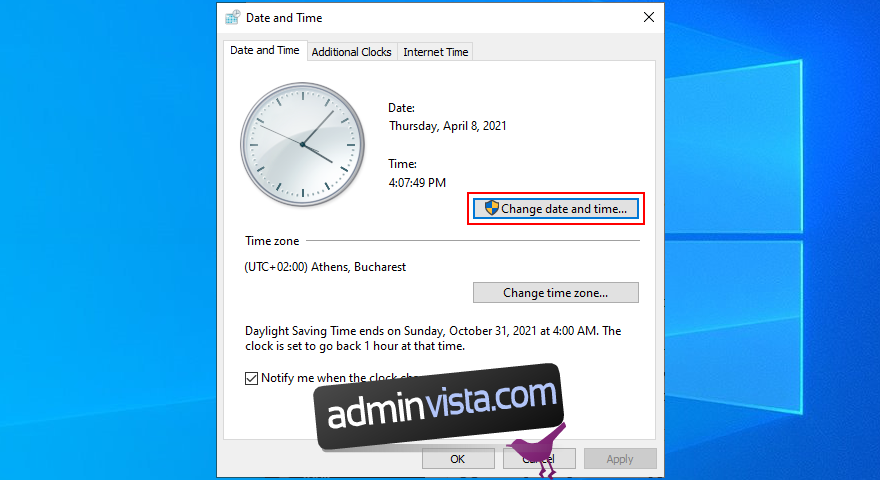 كيف تغير الوقت في Windows 10 8