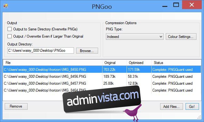 ضغط دفعة PNG الصور بدون فقدان على Windows مع PNGoo