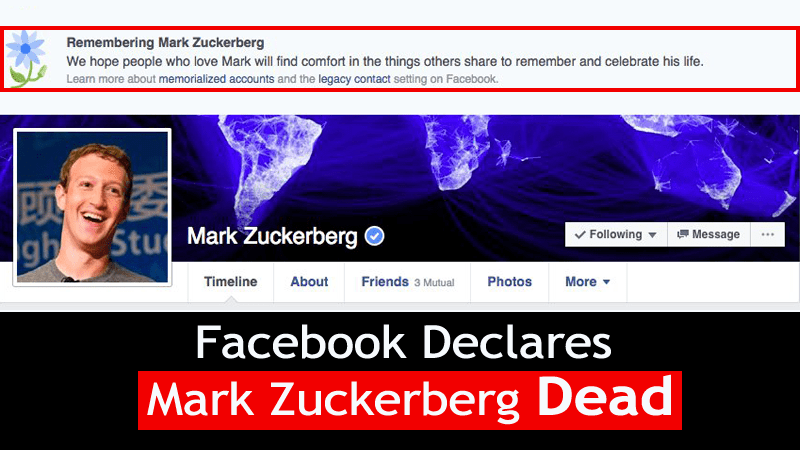 Facebook يعلن خطأ وفاة المستخدمين ، بما في ذلك مارك زوكربيرج 1