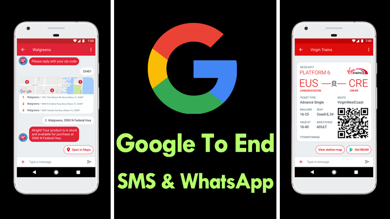 Google لإنهاء الرسائل القصيرة ومراسلة WhatsApp 1