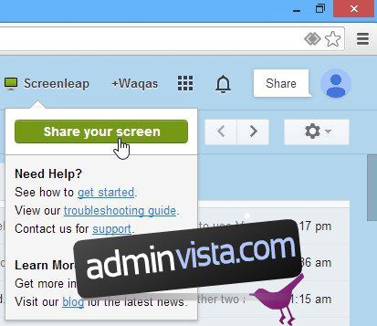احصل على ميزات مشاركة الشاشة السهلة في Screenleap في Gmail