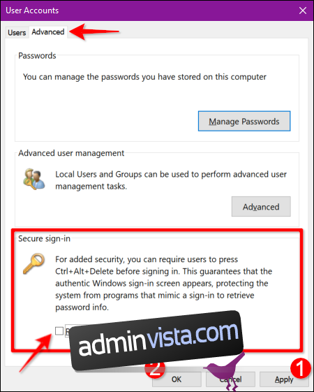 فيما يلي كيفية تمكين أو تعطيل تسجيل الدخول الآمن لـ Windows 10 1