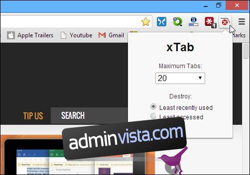 قم بالحد من علامات التبويب المفتوحة في Chrome واقتل المزيد باستخدام xTab