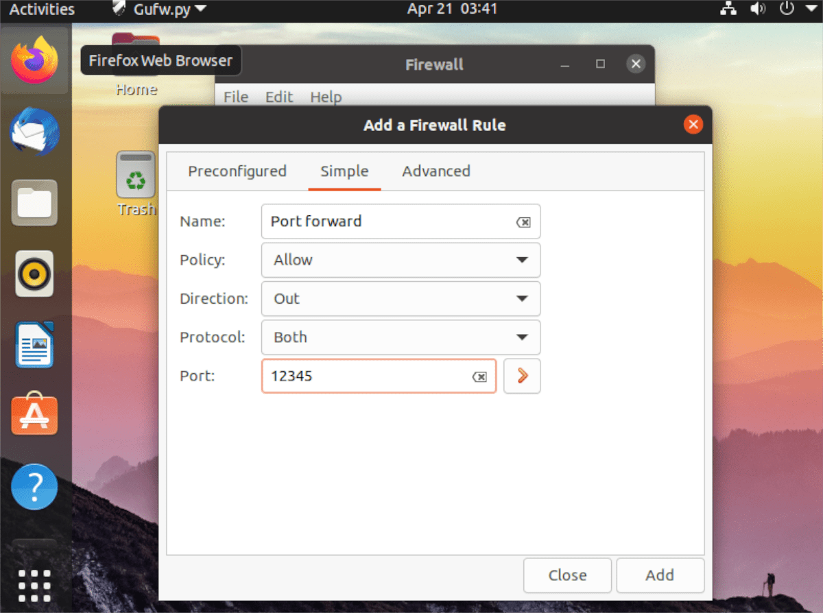 كيفية إعادة التوجيه من خلال جدار الحماية على Ubuntu 1