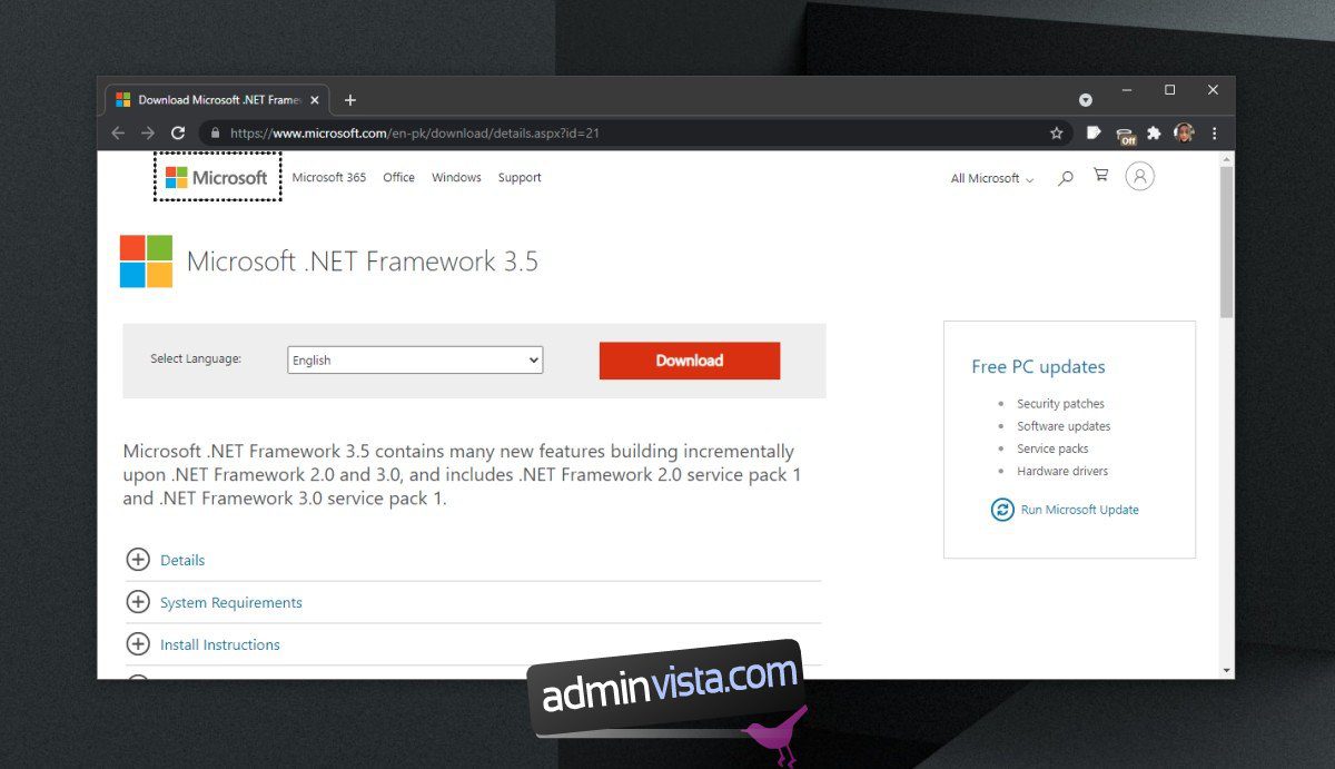 كيفية تنزيل .NET Framework 3.5 على Windows 10