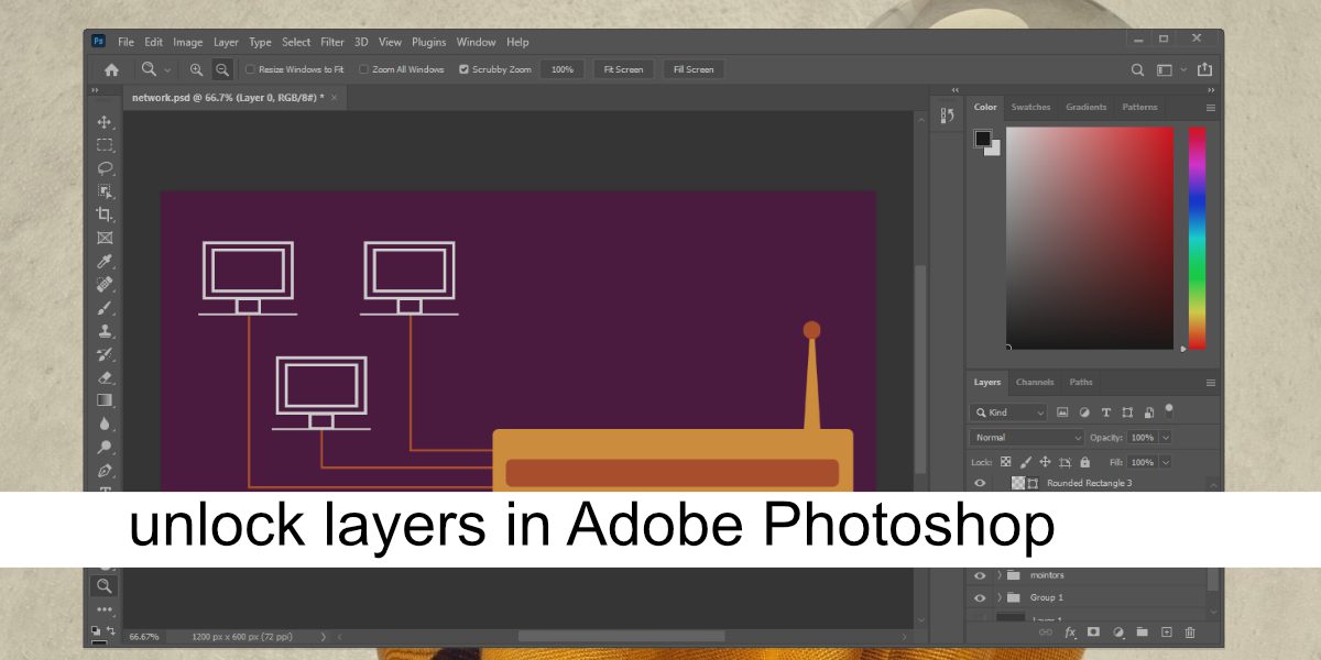 كيفية فتح الطبقات في Adobe Photoshop