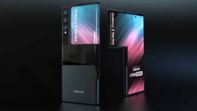 Concept dello smartphone con display flessibile di Samsung
