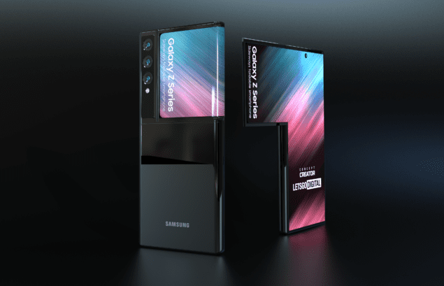 Concept dello smartphone con display flessibile di Samsung
